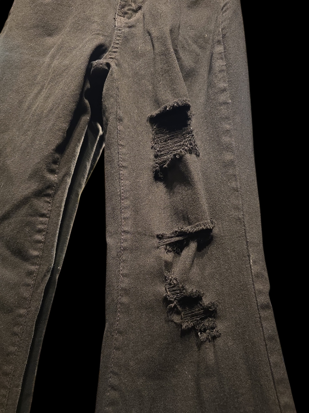 Highwaist Black Distressed Flare Jeans - Picture 5 of 5
